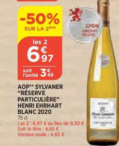 aop sylvaner "réserve particulière" henri ehrhart blanc 2020