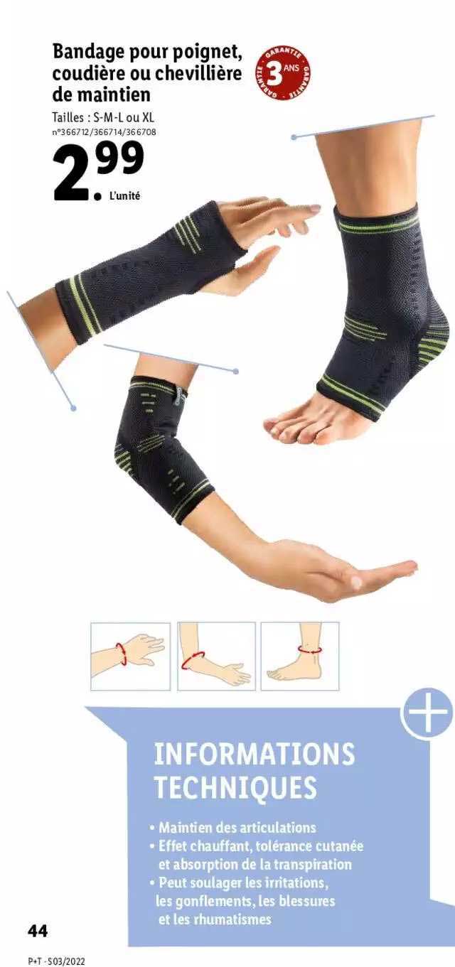 bandage pour poignet, coudière ou chevillière de maintien