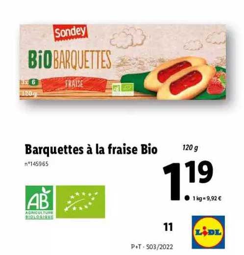 Barquettes à La Fraise Bio Sondey
