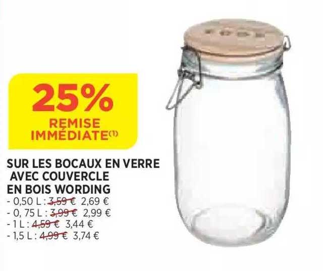 bocaux en verre avec couvercle en bois wording