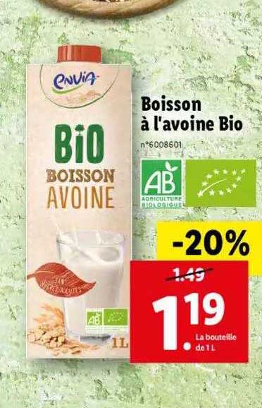 boisson à l'avoine bio envia