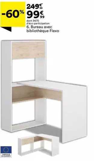 bureau avec bibliothèque flexo