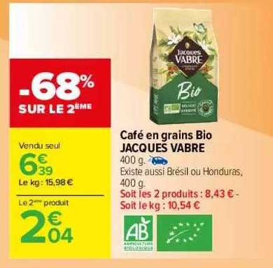 café en grains bio jacques vabre