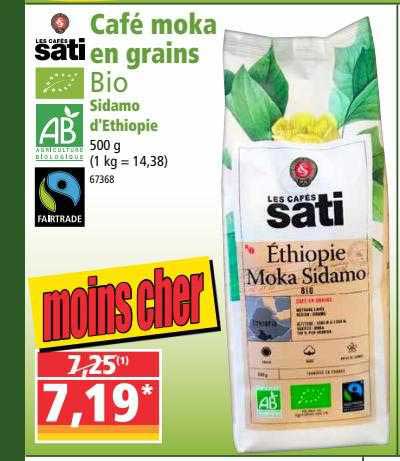 café moka en grains bio sidamo d'ethiopie