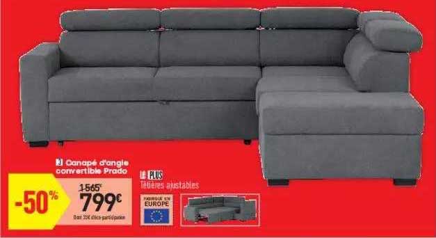 canapé d'angle convertible prado