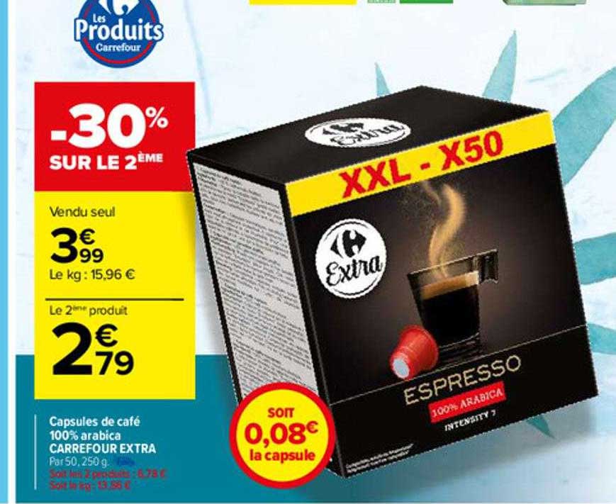 Capsules De Café 100% Arabica Carrefour Extra