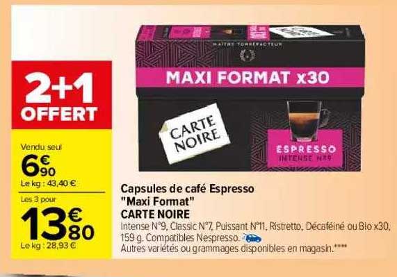 capsules de café espresso "maxi format" carte noire