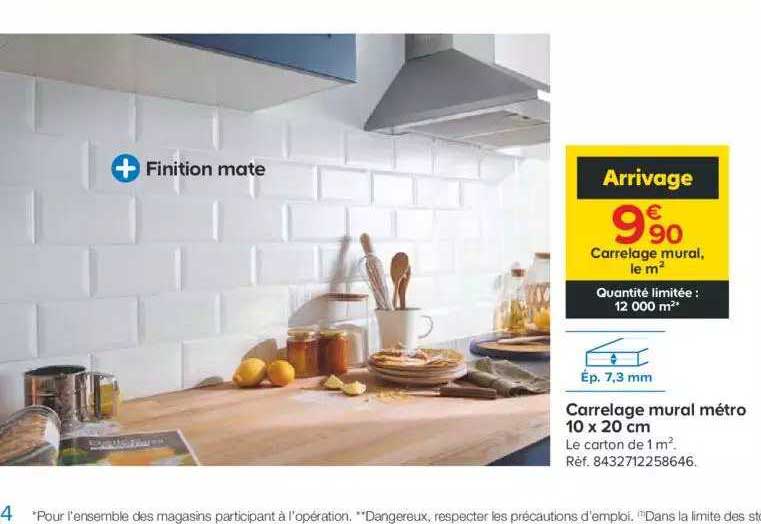 Carrelage Mural Métro 10 X 20 Cm