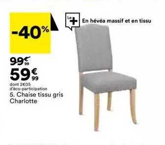 chaise tissu gris charlotte