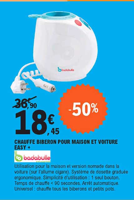 chauffe biberon pour maison et voiture easy + badabulle