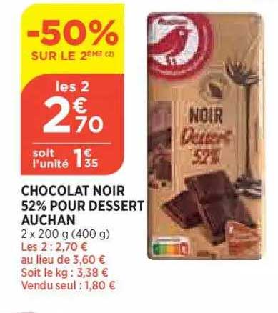 Chocolat Noir 52% Pour Dessert Auchan