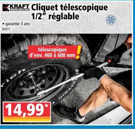 cliquet télescopique 1-2" réglable kraft werkzeuge
