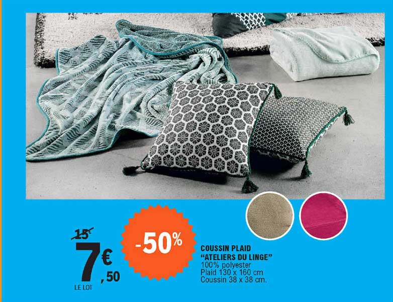 coussin plaid "ateliers du linge"