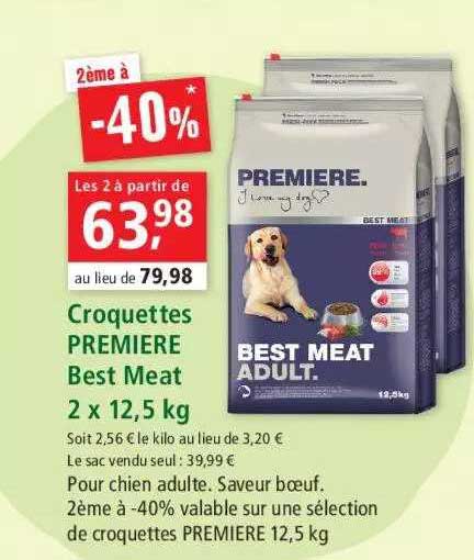 croquettes première best meat 2 x 12,5 kg