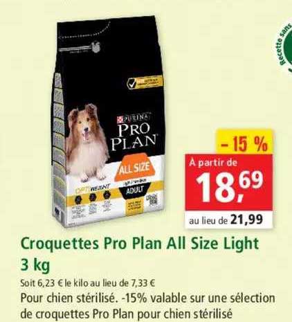 Croquettes Pro Plan All Size Light 3 Kg