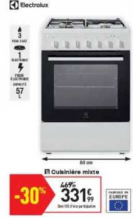 Cuisinière Mixte Electrolux