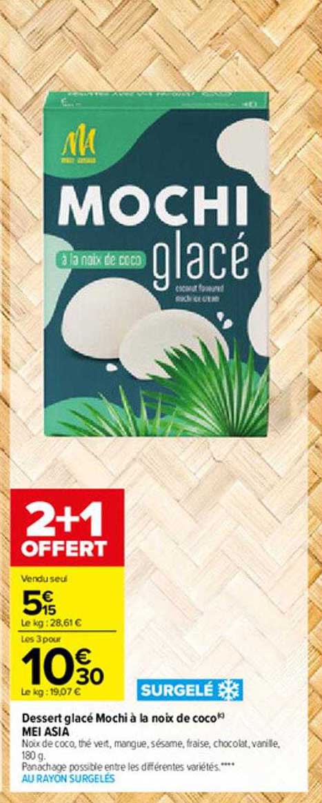 dessert glacé mochi à la noix de coco mei asia