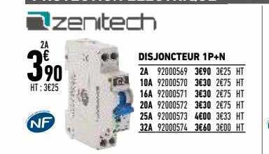 disjoncteur 1p+n zenitech