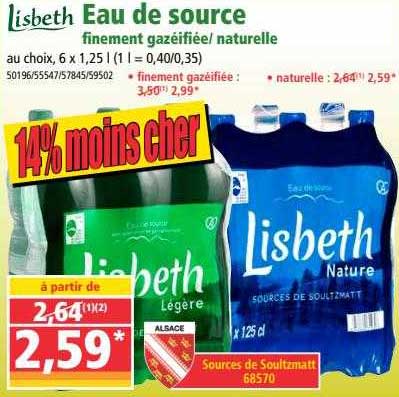 eau de source finement gazéifiée - naturelle lisbeth