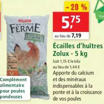 écailles d'huîtres zolux - 5 kg