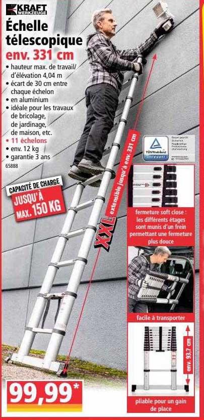 échelle télescopique kraft werkzeuge