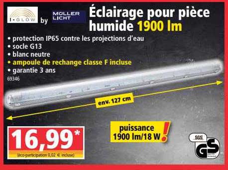 éclairage pour pièce humide 1900 lm i-glow by muller licht