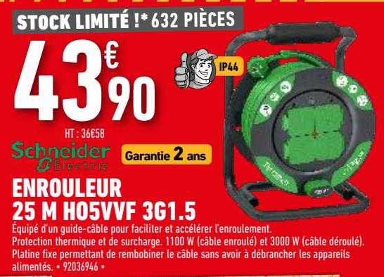 enrouleur 25 m h05vvf 3g1.5 schneider electric