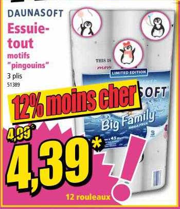 essuie-tout motifs "pingouins" daunasoft