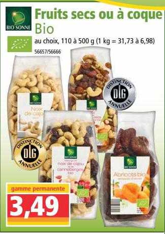 fruits secs ou à coque bio bio sonne