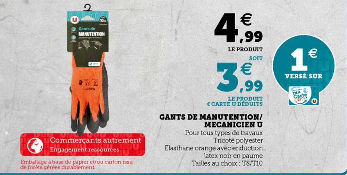 gants de manutention - mécanicien u