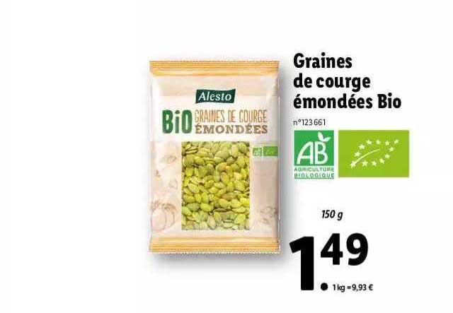 Graines De Courge émondées Bio Alesto