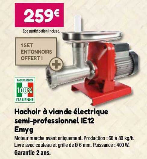 hachoir à viande électrique semi-professionnel ie12 emyg