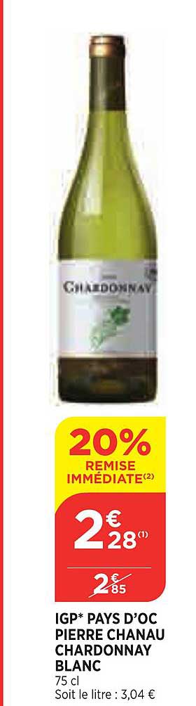 igp pays d'oc pierre chanau chardonnay blanc