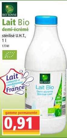 lait bio demi-écrémé bio sonne