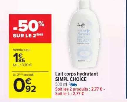 lait corps hydratant simpl choice
