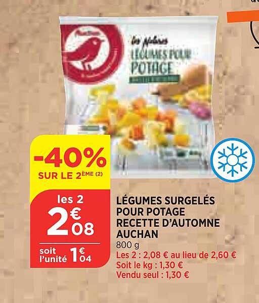 légumes surgelés pour potage recette d'automne auchan