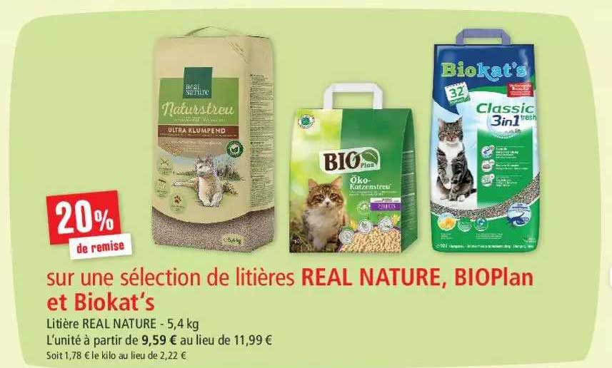 litières real nature, bioPlan et biokat's