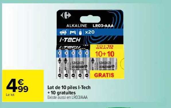 lot de 10 piles i-tech + 10 gratuites