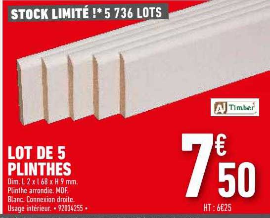 lot de 5 plinthes timber