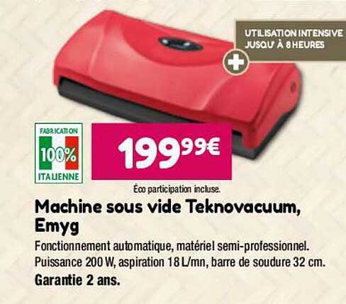 machine sous vide teknovacuum, emyg