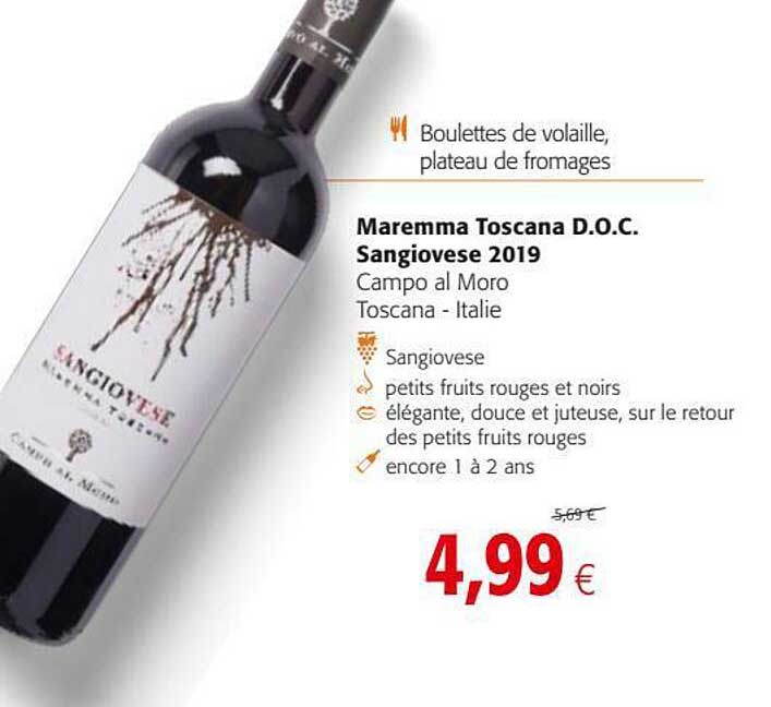 maremma toscana d.o.c. sangiovese 2019 campo al moro toscana - italie