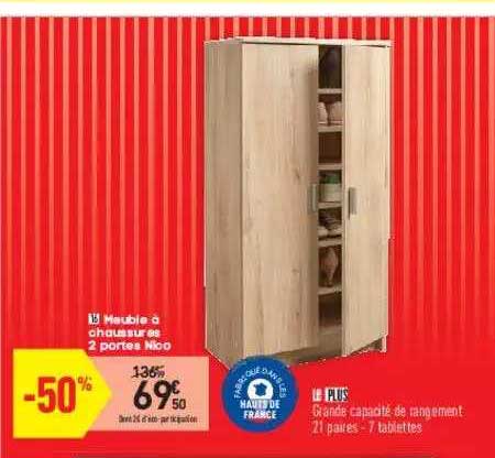 meuble à chaussures 2 portes nico