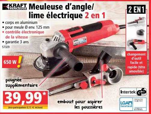 meuleuse d'angle - lime électrique 2 en 1 kraft werkzeuge