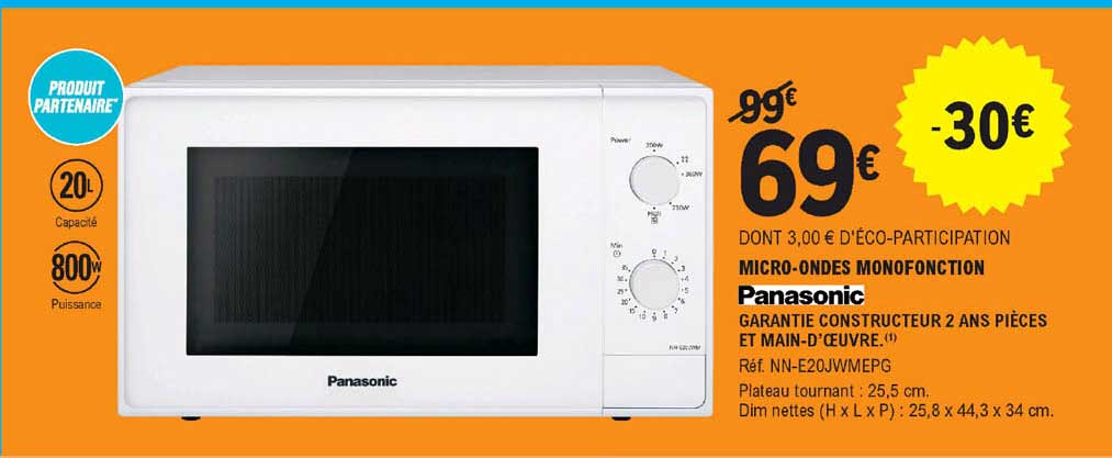 micro-ondes monofonction panasonic