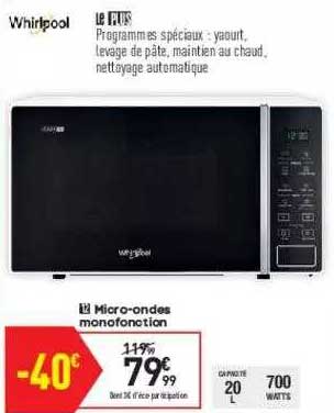 micro-ondes monofonction whirlpool
