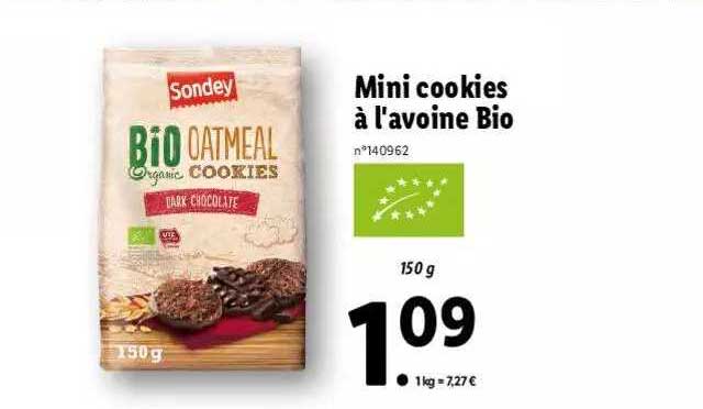 mini cookies à l'avoine bio sondey