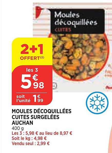 Moules Décoquillées Cuites Surgelées Auchan
