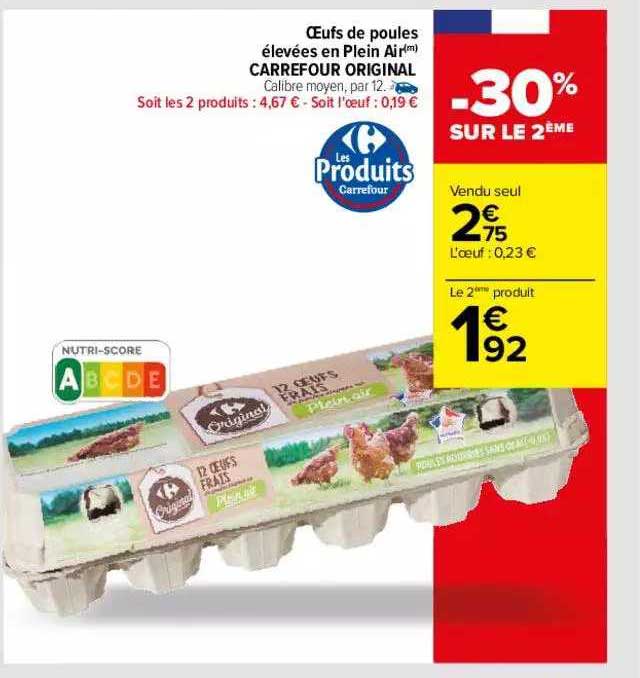 oeufs de poules élevées en plein air carrefour original