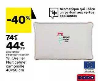 oreiller nuit calme camomille 40 x 60 cm dodo