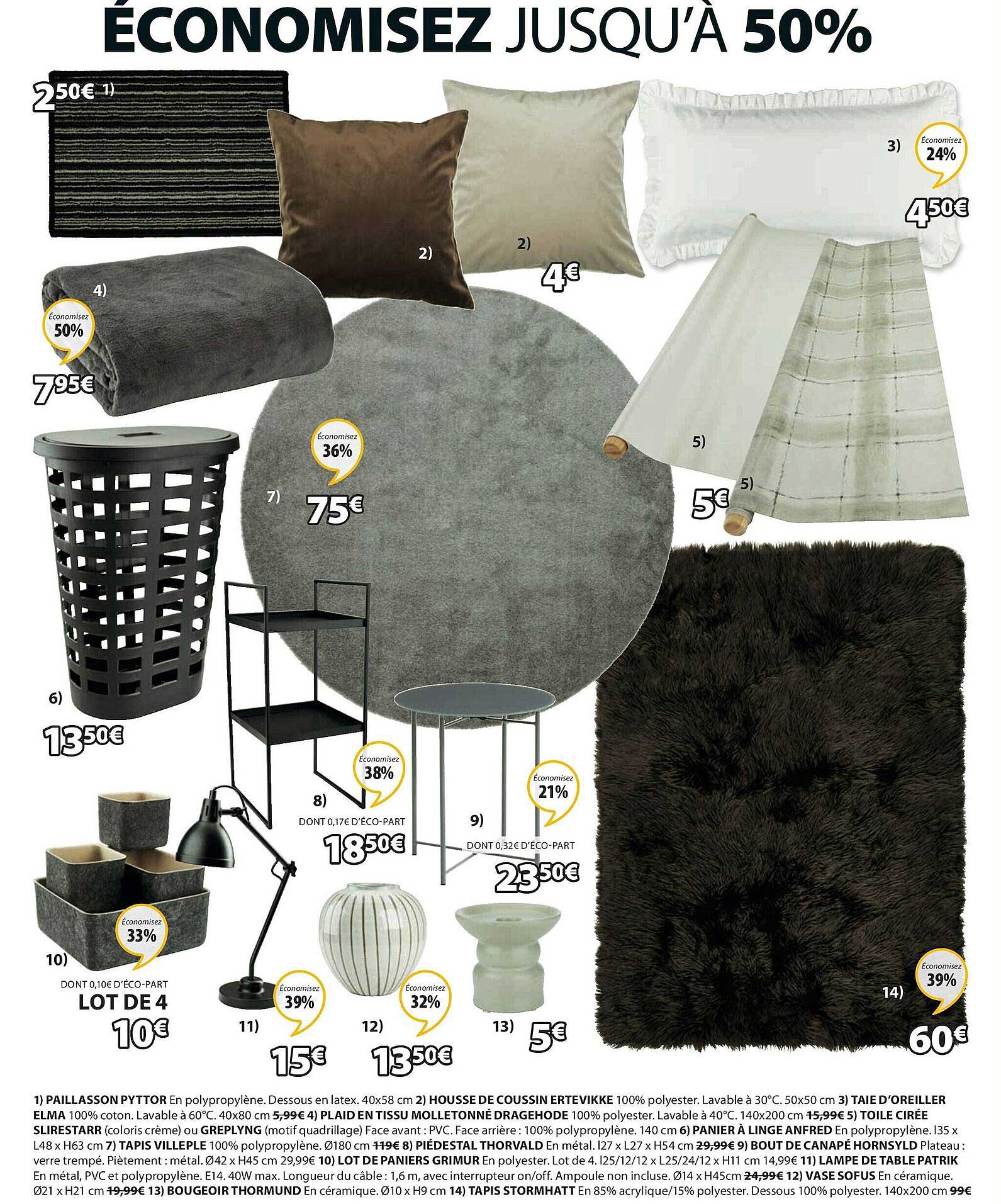 paillasson pyttor, housse de coussin ertevikke, taie d'oreiller elma, plaid en tissu molletonné dragehode, toile cirée slirestarr ou greplyng, panier à linge anfred, tapis villeple, piedesta thorvald